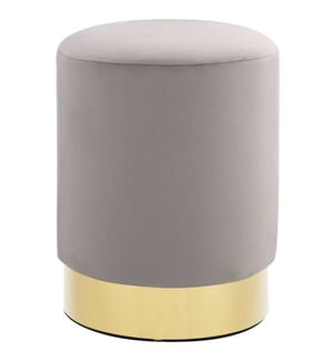 Tabouret Gris clair et doré Velours 28 x 36 cm