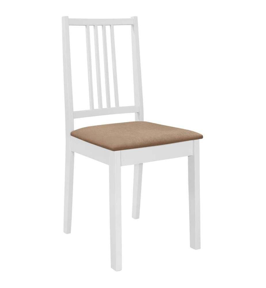 Chaises à manger avec coussins lot de 6 blanc bois solide