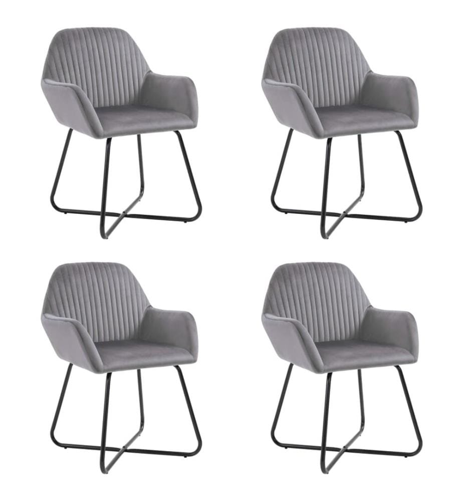 Esszimmerstühle 4 Stk. Grau Samt