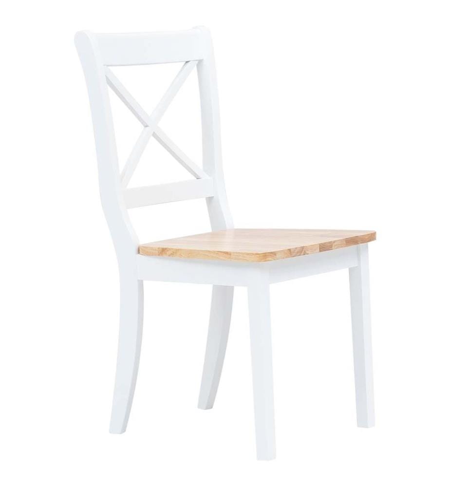 Chaises à manger lot de 6 blanc et bois clair bois hévéa massif