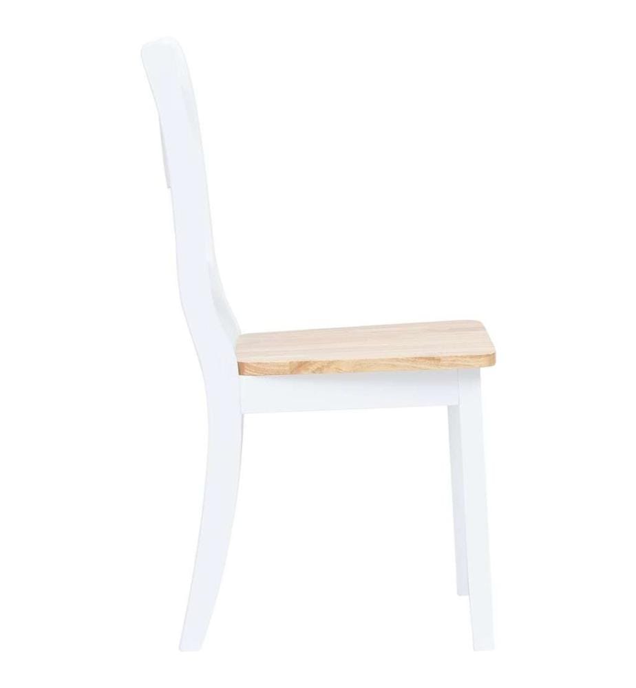 Chaises à manger lot de 6 blanc et bois clair bois hévéa massif