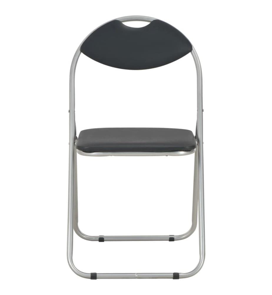 Chaises pliantes à manger lot de 6 noir similicuir