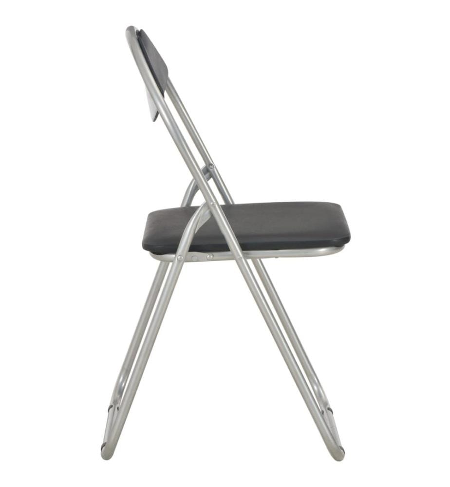 Chaises pliantes à manger lot de 6 noir similicuir