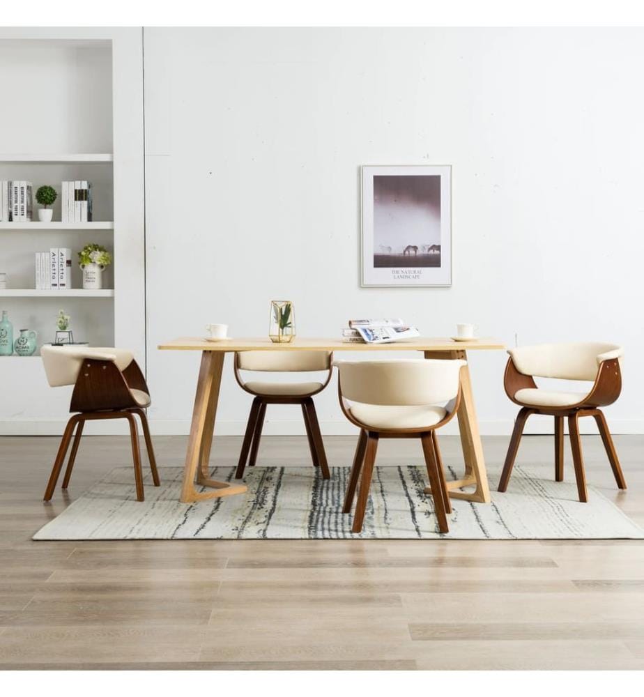 Esszimmerstühle 4 Stk. Creme Bugholz und Kunstleder
