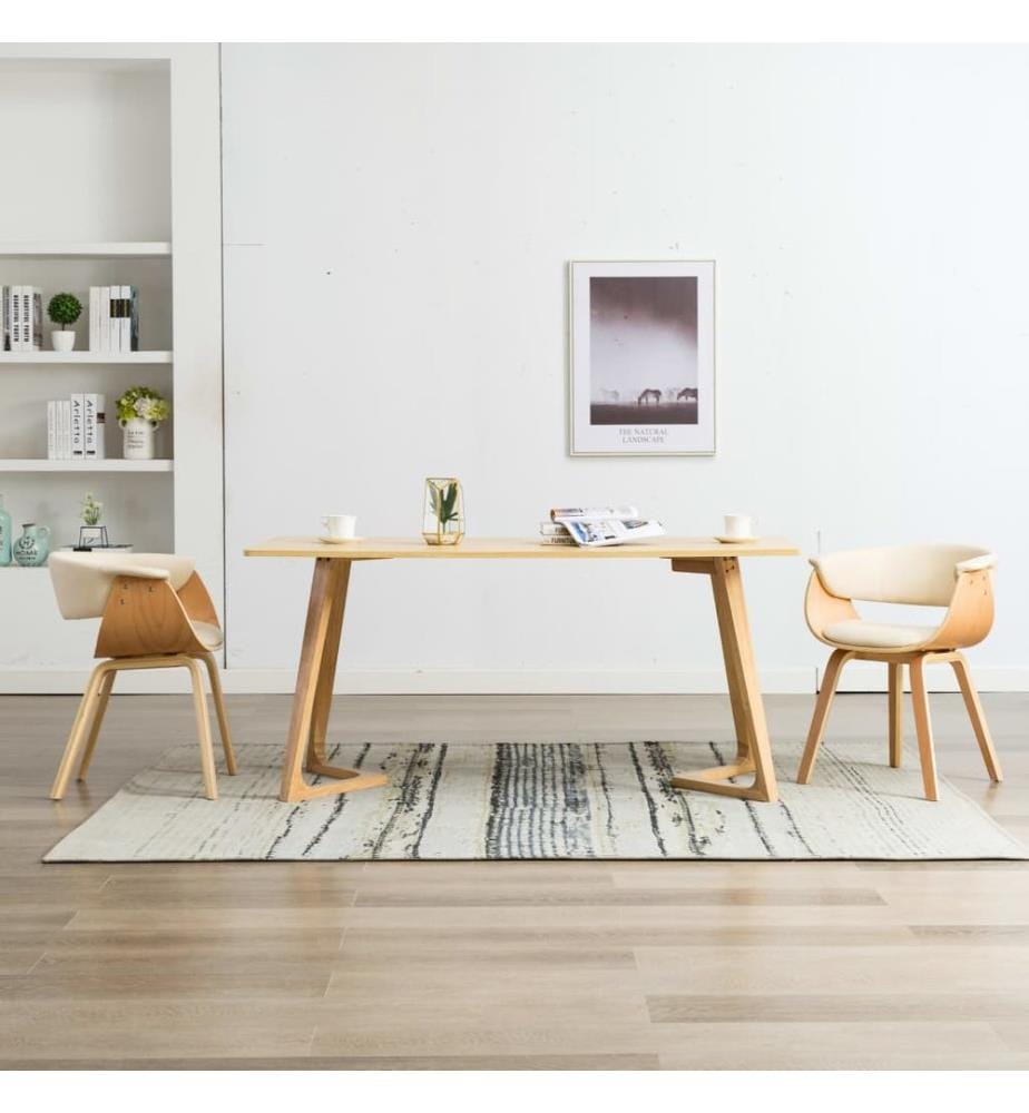 Esszimmerstühle 2 Stk. Creme Bugholz und Kunstleder