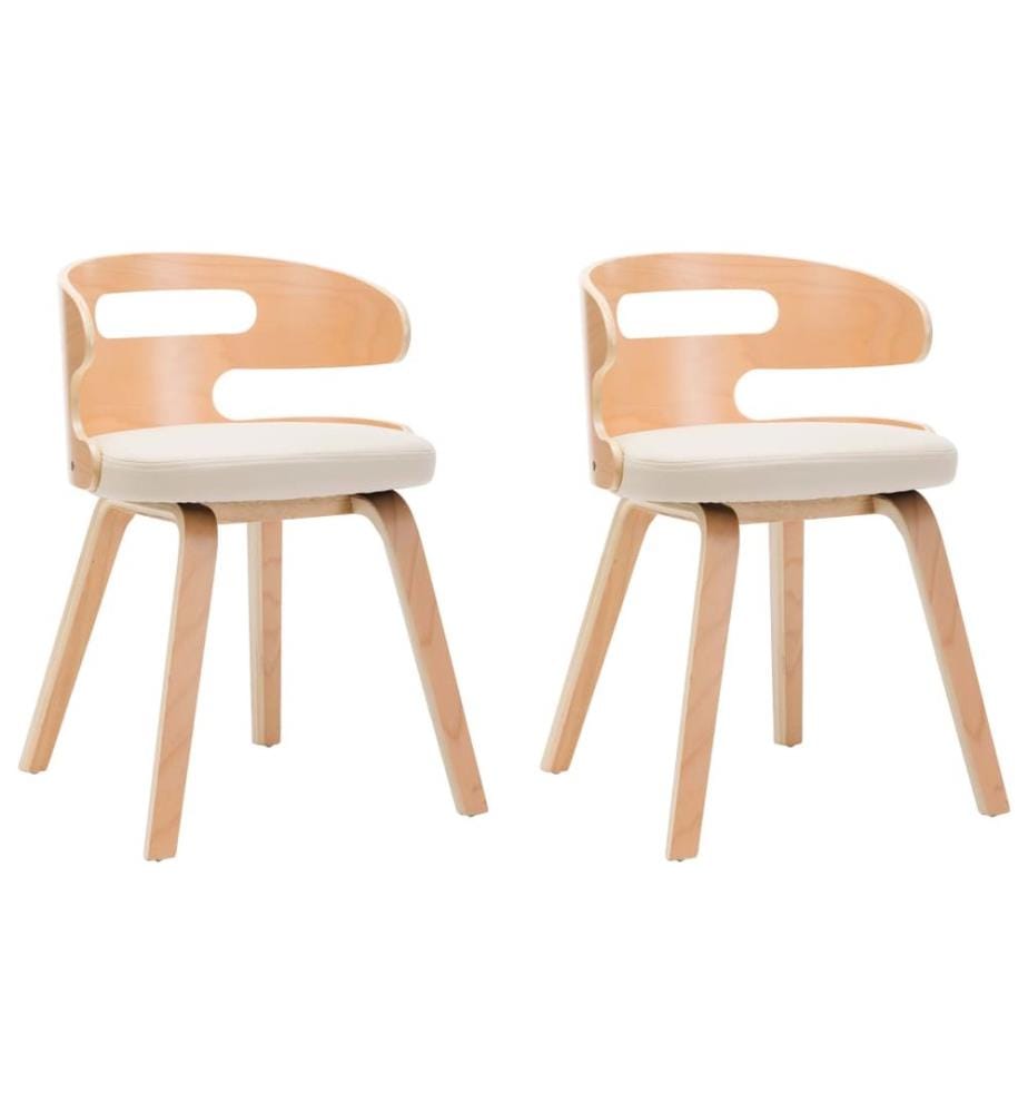 Chaises à manger lot de 2 crème bois courbé et similicuir