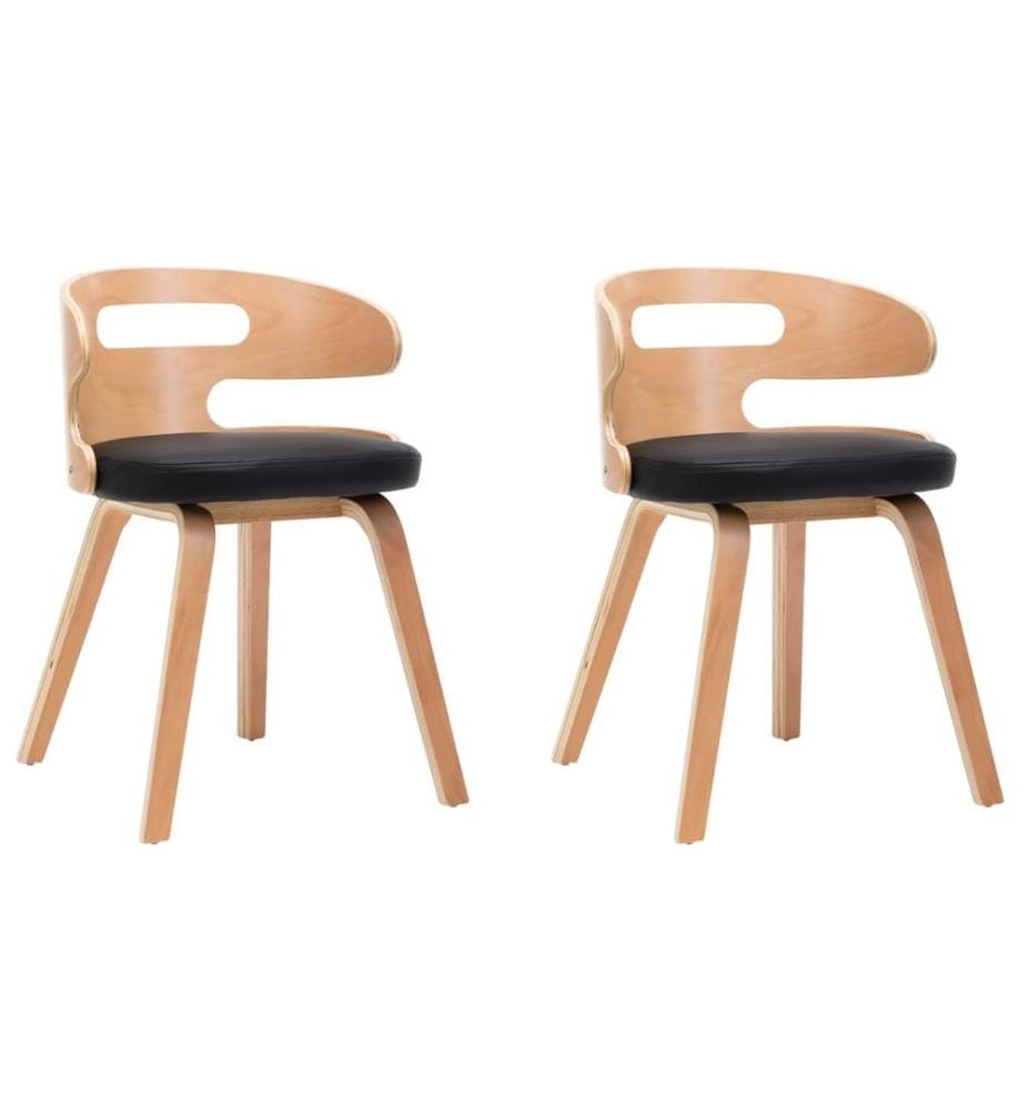 Chaises à manger lot de 2 noir bois courbé et similicuir