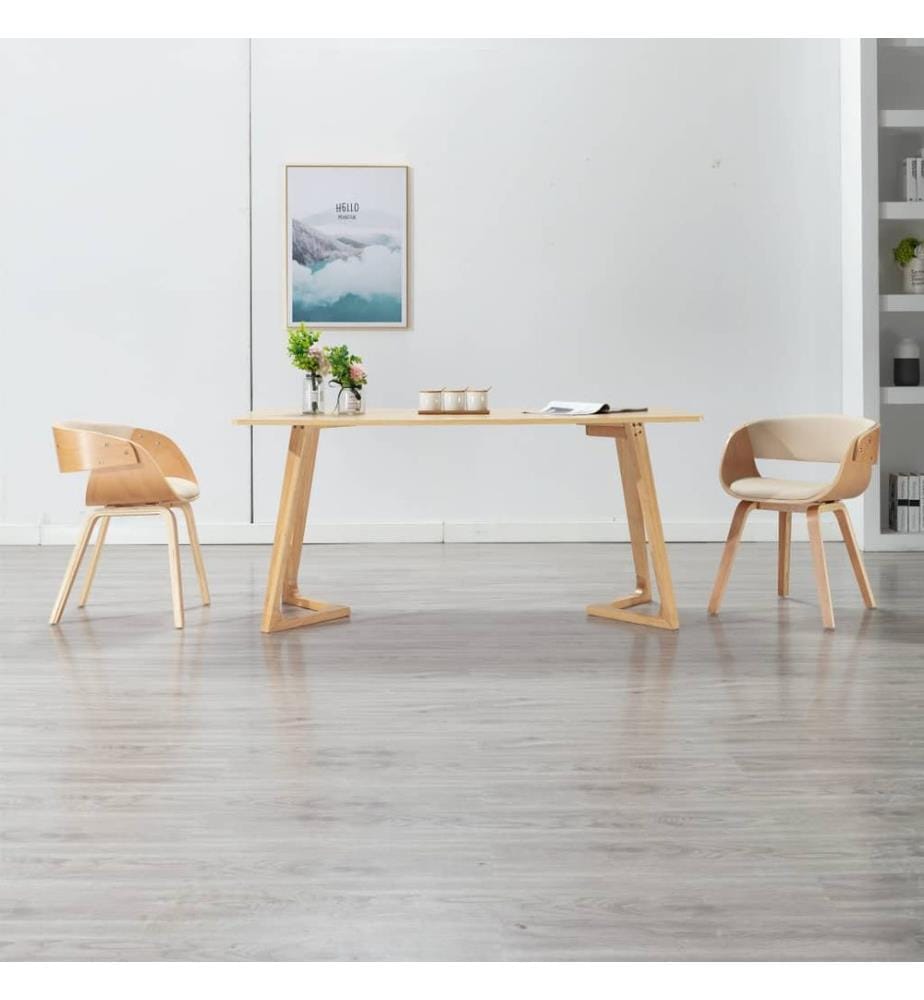 Chaise à manger Crème Bois courbé et similicuir