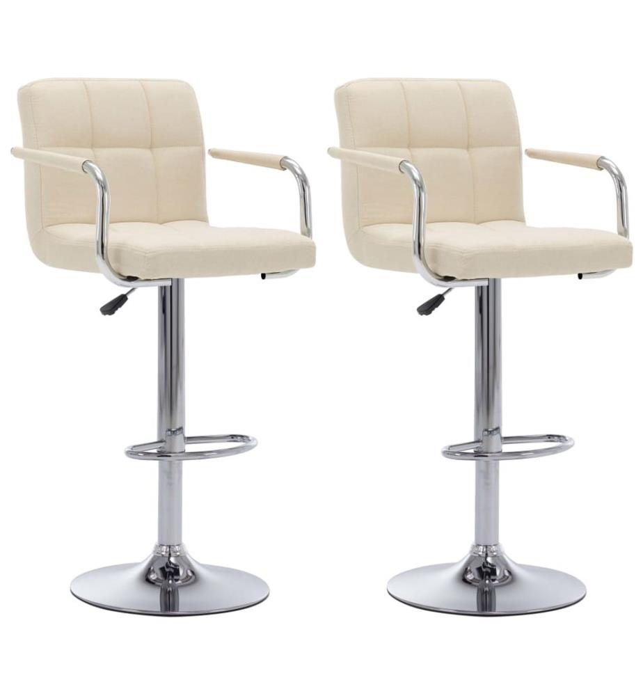 Chaises de bar lot de 2 crème tissu