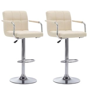 Chaises de bar lot de 2 crème tissu