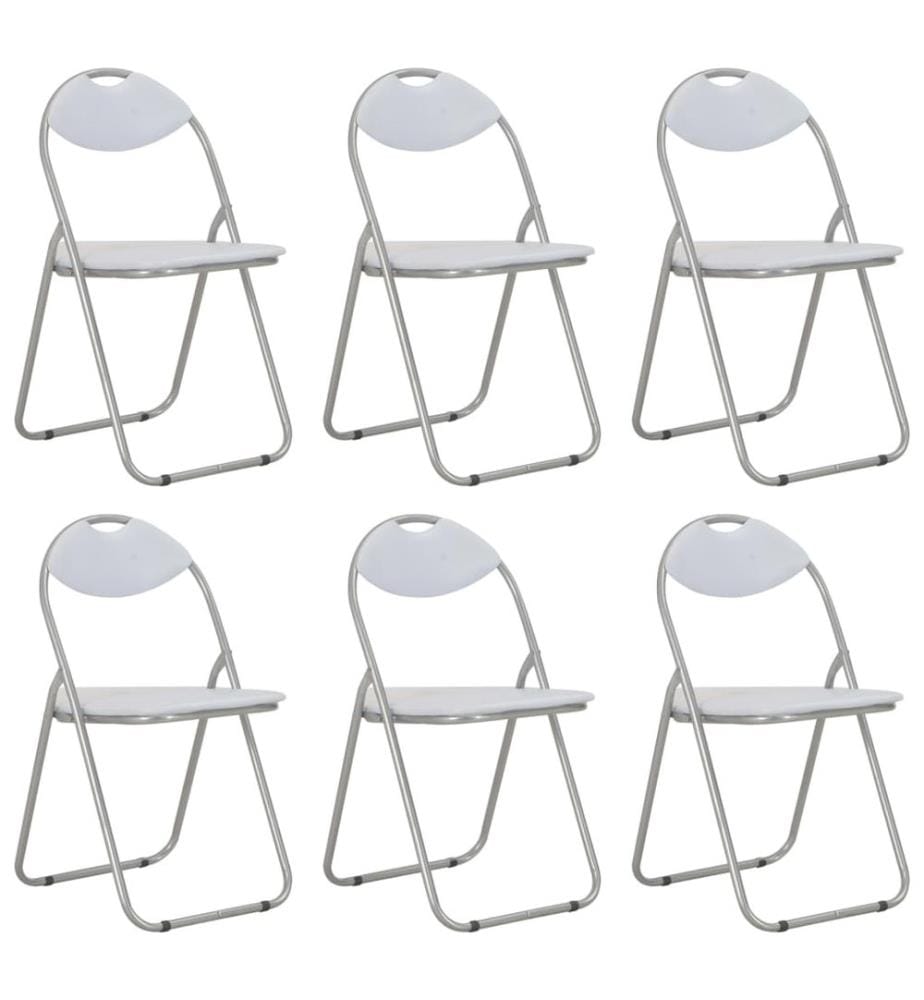Chaises pliantes à manger lot de 6 blanc similicuir