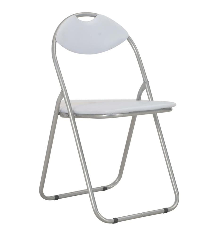 Chaises pliantes à manger lot de 6 blanc similicuir
