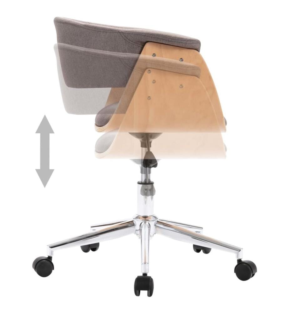 Chaise pivotante à manger Taupe Bois courbé et tissu