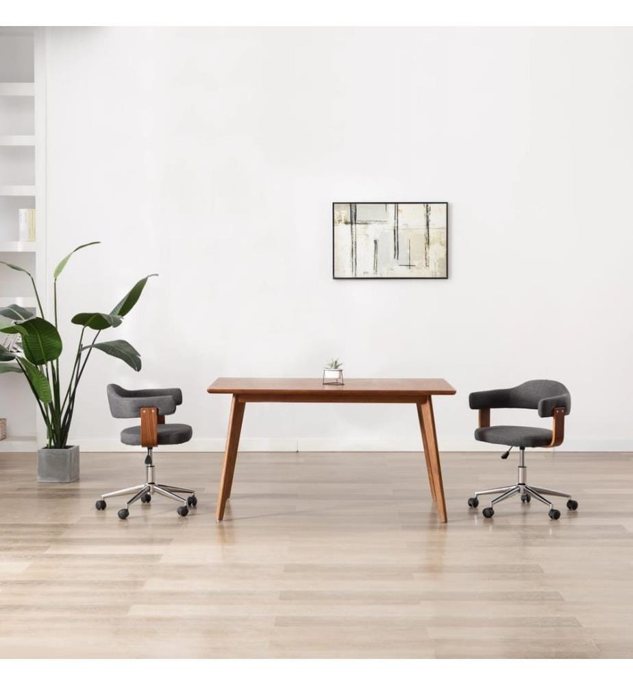 Chaise pivotante à manger Gris Bois courbé et tissu