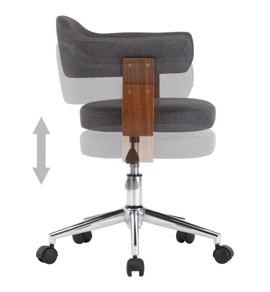 Chaise pivotante à manger Gris Bois courbé et tissu