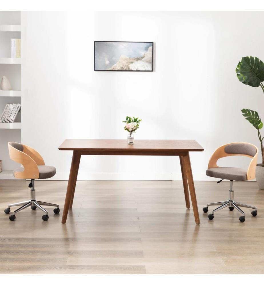 Chaise pivotante à manger Taupe Bois courbé et tissu