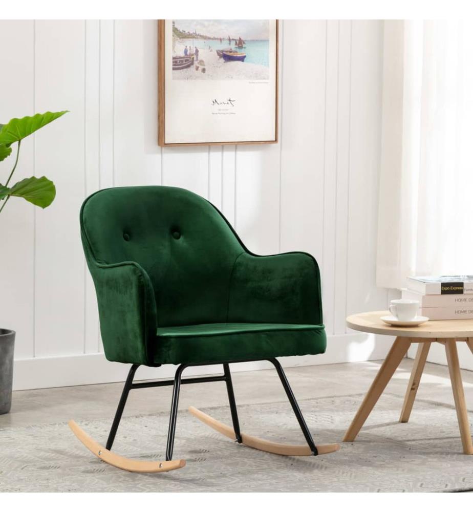Chaise à bascule Vert foncé Velours