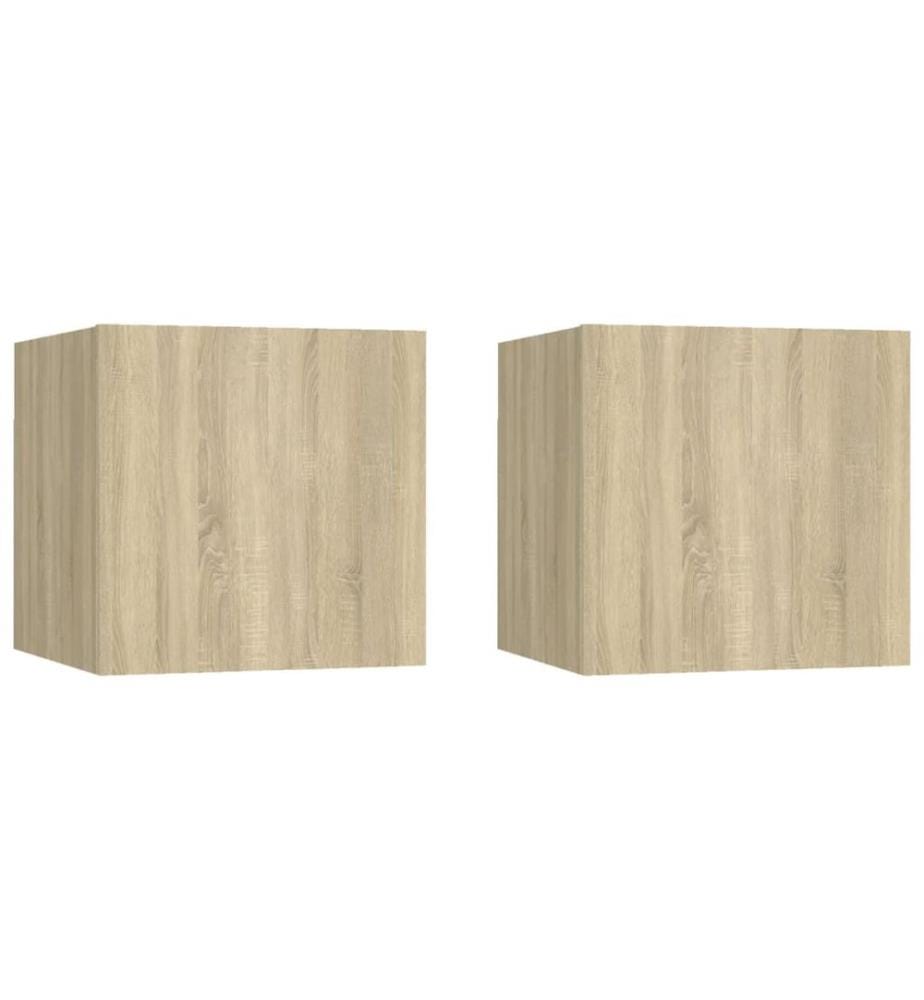 Nachttische 2 Stk. Sonoma-Eiche 30,5x30x30 cm Holzwerkstoff
