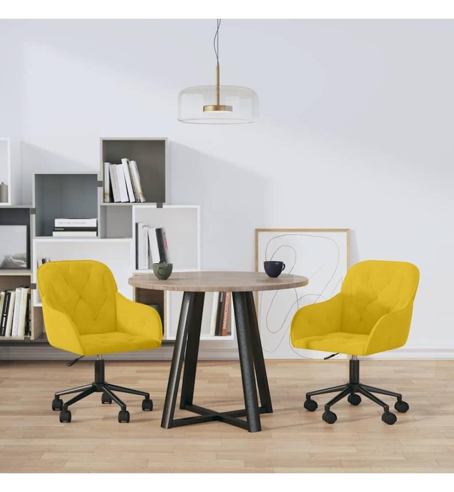 Chaises pivotantes à manger lot de 2 Jaune Velours