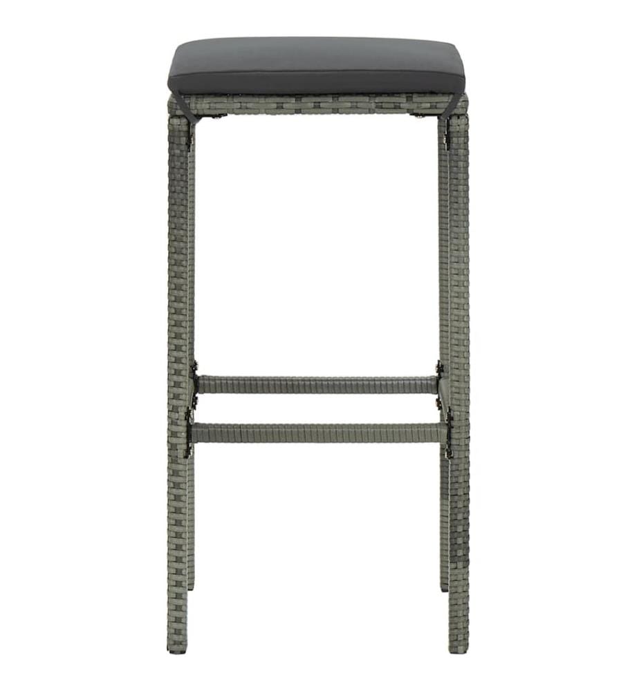 Tabourets de bar avec coussins lot de 2 gris résine tressée