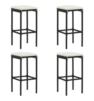 Tabourets de bar avec coussins lot de 4 noir résine tressée