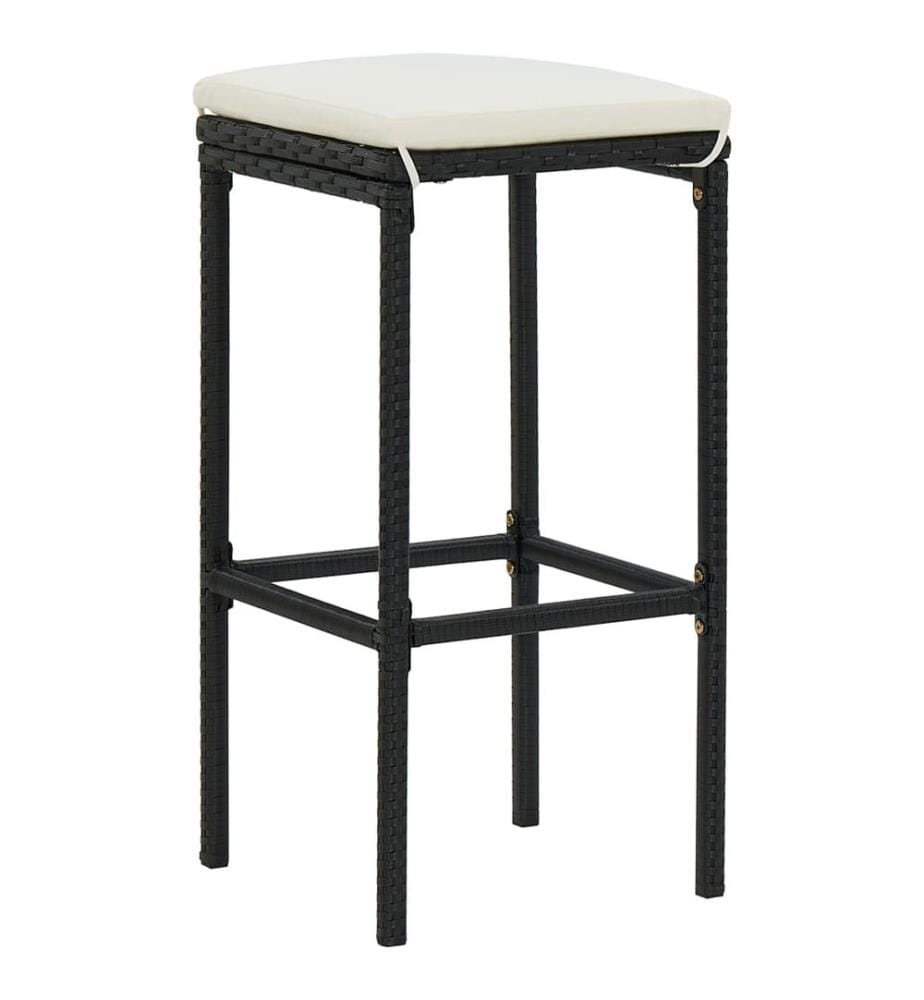 Tabourets de bar avec coussins lot de 4 noir résine tressée