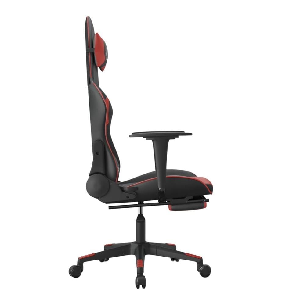 Chaise de jeu avec repose-pied Noir/rouge bordeaux Similicuir