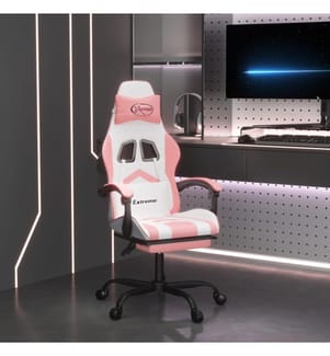 Chaise de jeu avec repose-pied Blanc et rose Similicuir