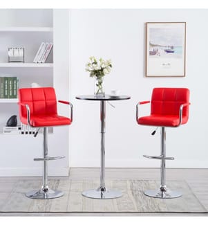 Tabourets de bar lot de 2 rouge similicuir