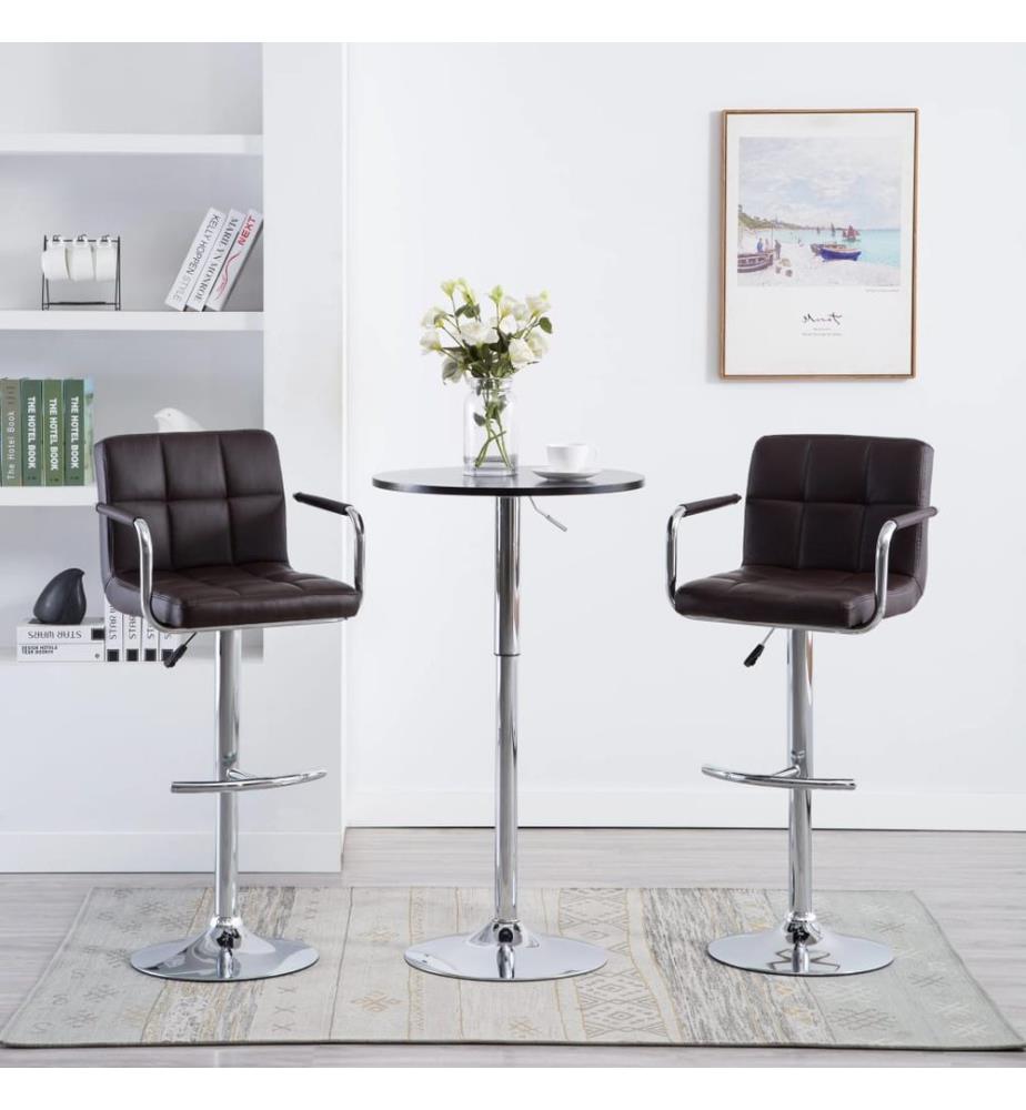Tabourets de bar lot de 2 marron similicuir