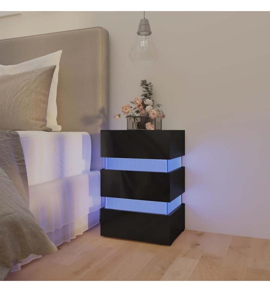 LED-Nachttisch Hochglanz-Schwarz 45x35x67 cm Holzwerkstoff