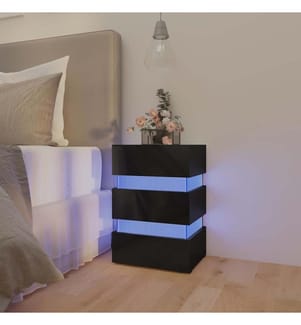 LED-Nachttisch Hochglanz-Schwarz 45x35x67 cm Holzwerkstoff