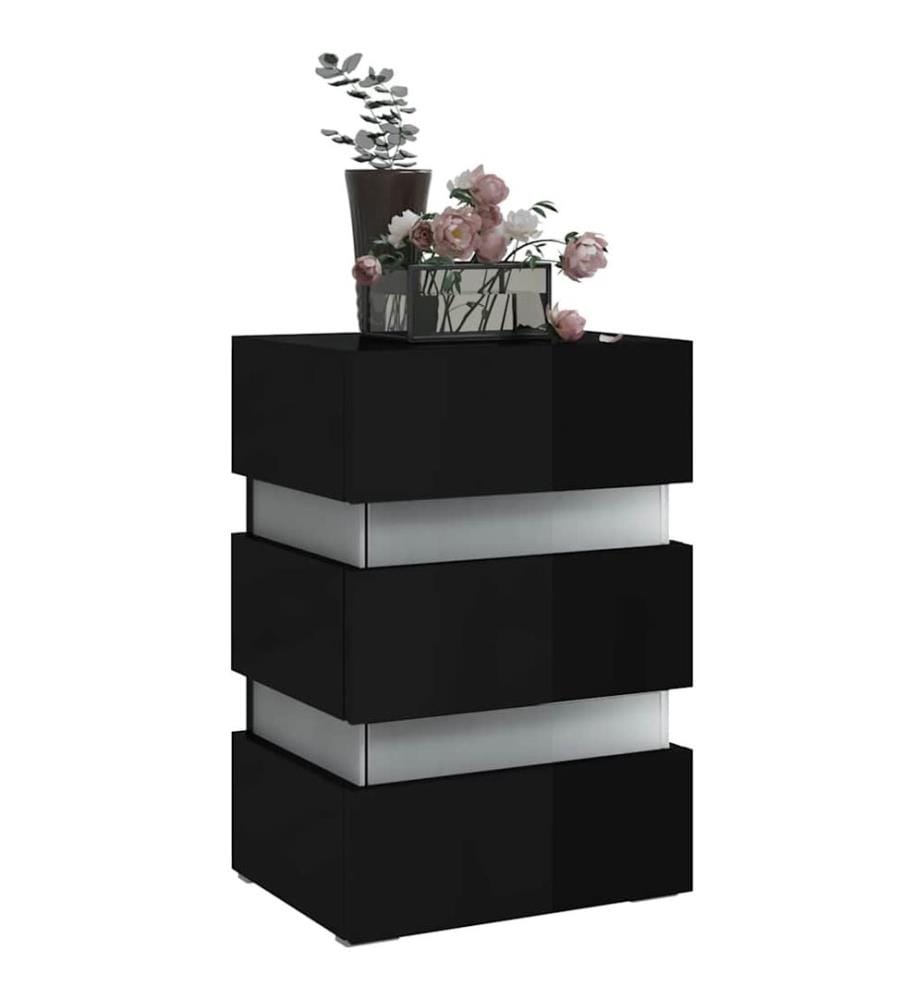 LED-Nachttisch Hochglanz-Schwarz 45x35x67 cm Holzwerkstoff