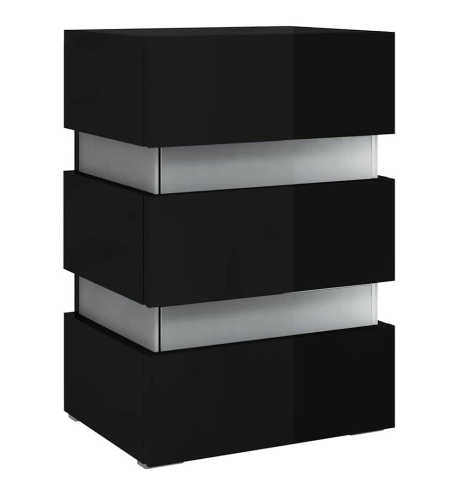 LED-Nachttisch Hochglanz-Schwarz 45x35x67 cm Holzwerkstoff