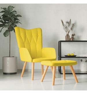 Chaise de relaxation avec tabouret Jaune moutarde Tissu