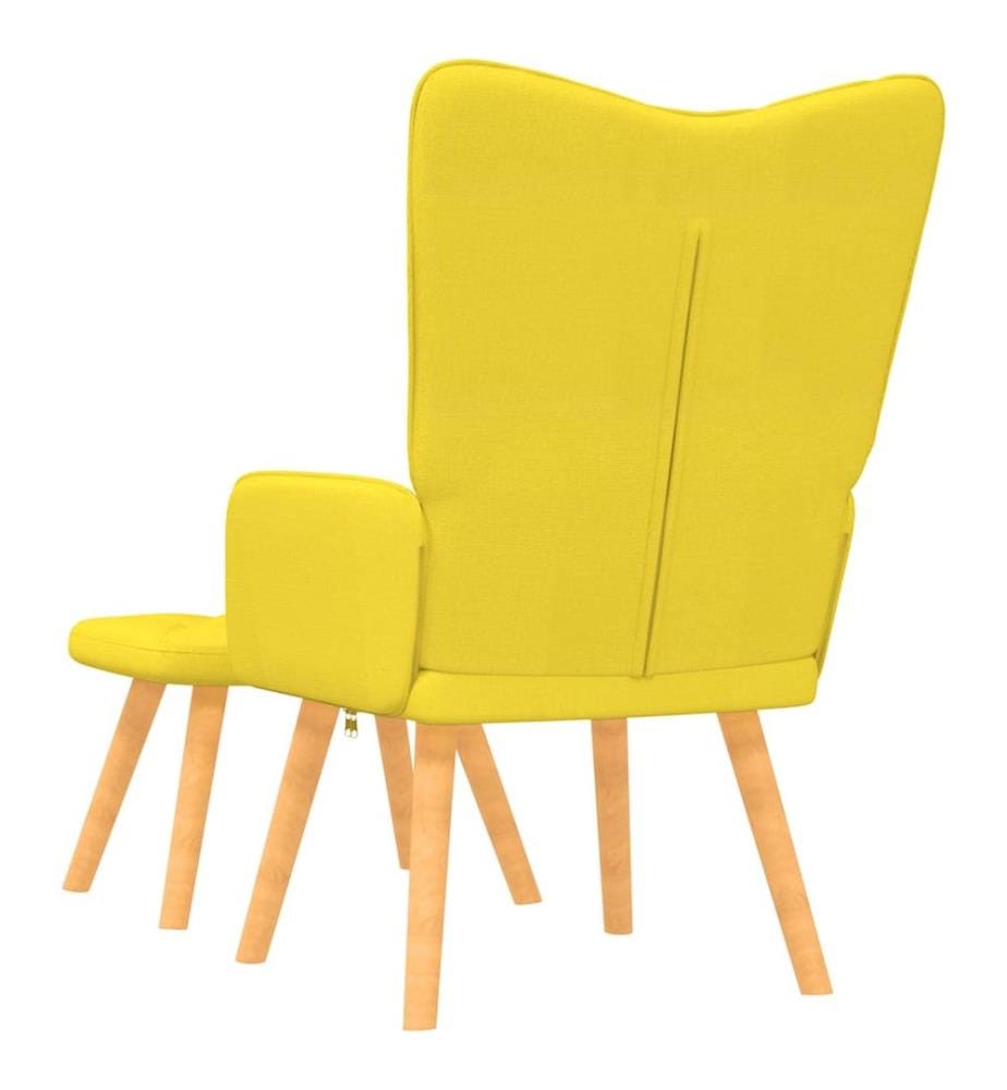 Chaise de relaxation avec tabouret Jaune moutarde Tissu