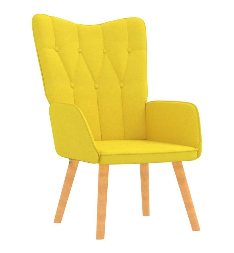 Chaise de relaxation avec tabouret Jaune moutarde Tissu