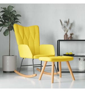 Chaise à bascule avec tabouret Jaune moutarde Tissu