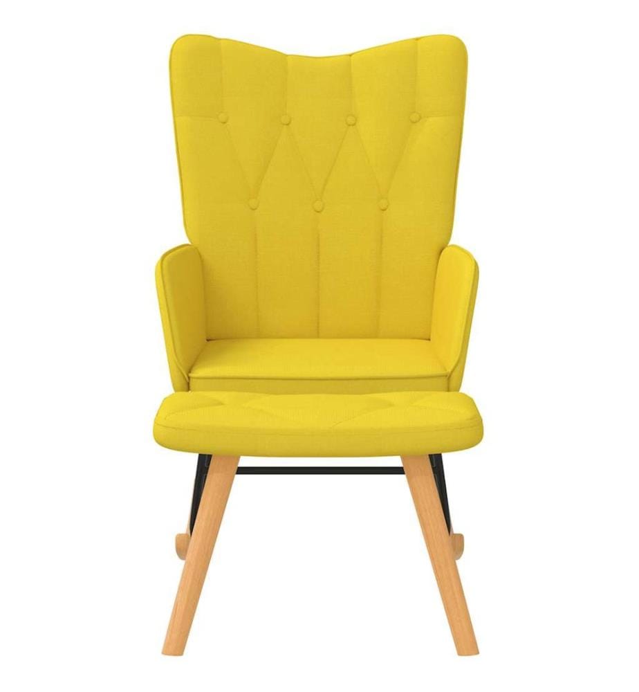 Chaise à bascule avec tabouret Jaune moutarde Tissu