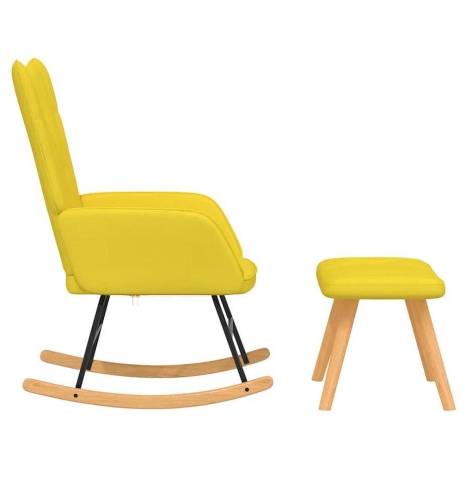 Chaise à bascule avec tabouret Jaune moutarde Tissu
