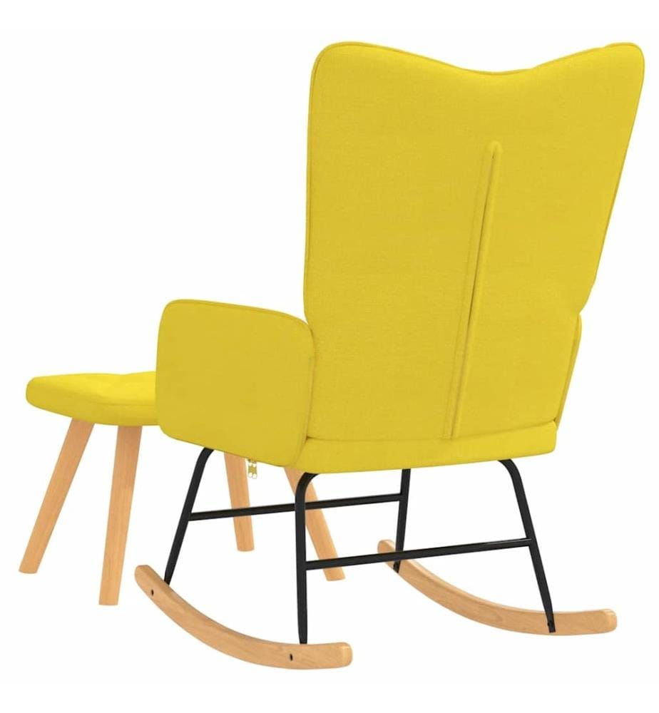 Chaise à bascule avec tabouret Jaune moutarde Tissu