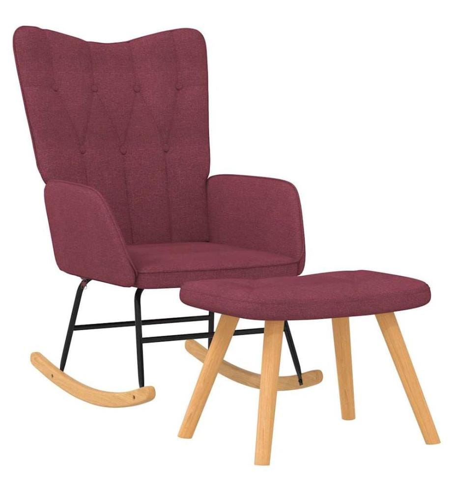 Chaise à bascule avec tabouret Rouge bordeaux Tissu