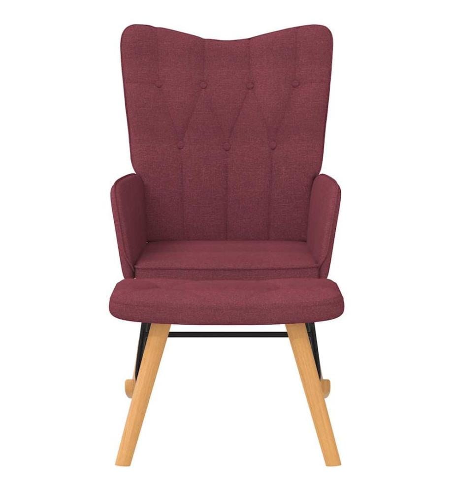 Chaise à bascule avec tabouret Rouge bordeaux Tissu