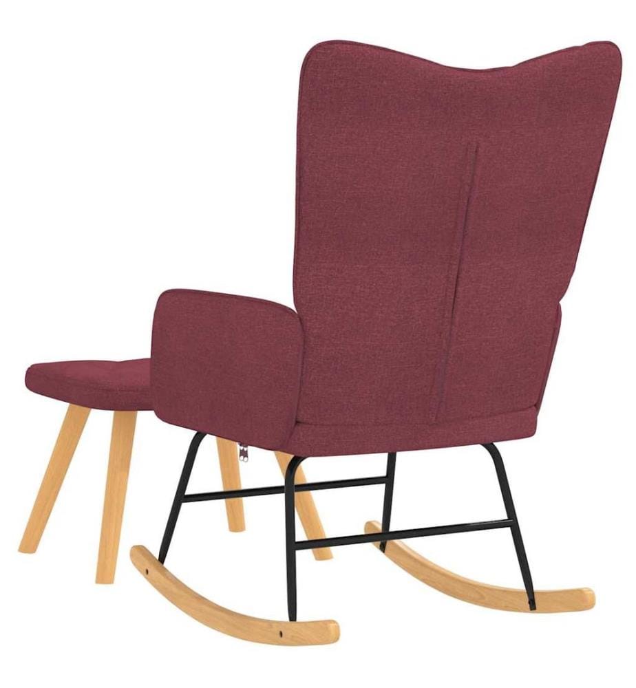 Chaise à bascule avec tabouret Rouge bordeaux Tissu