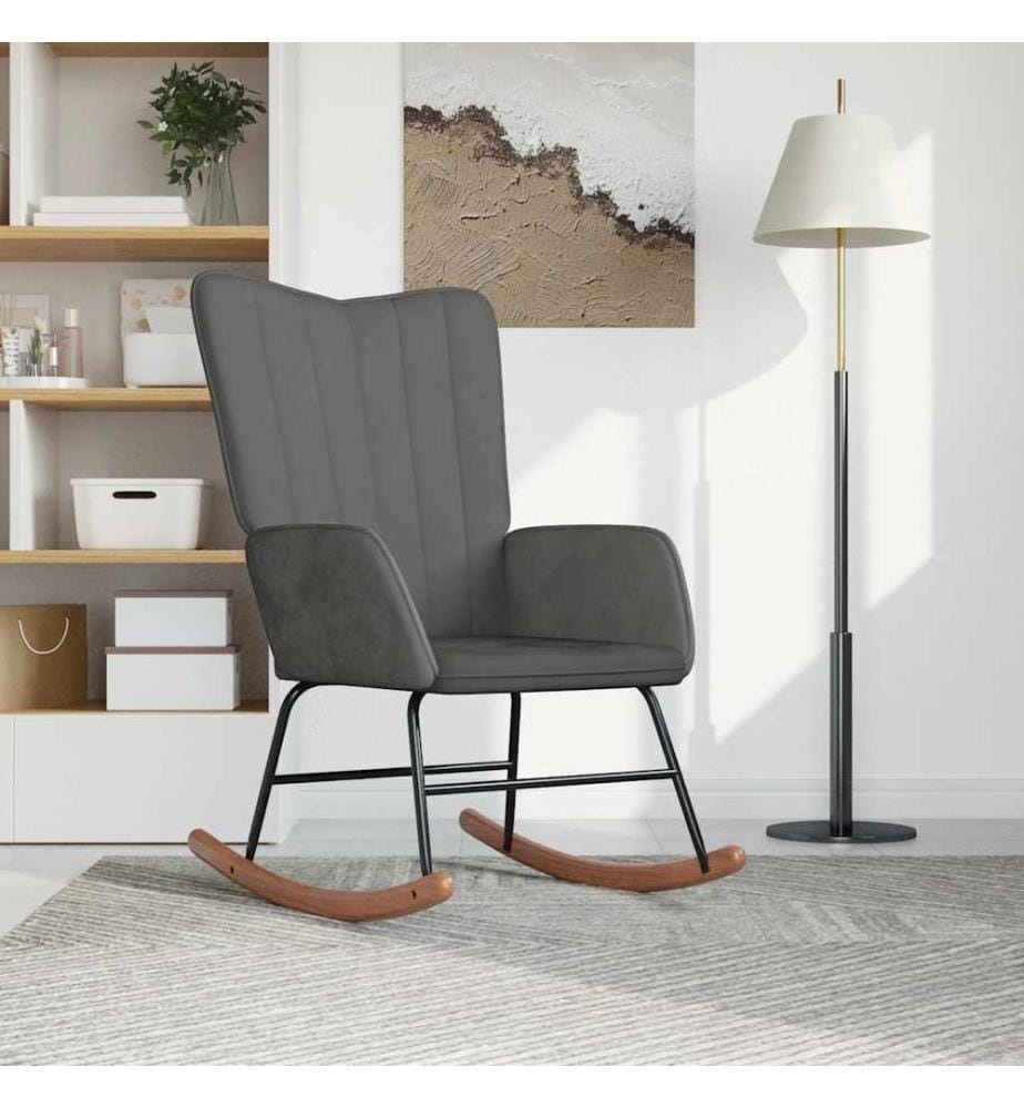 Chaise à bascule Gris foncé Velours