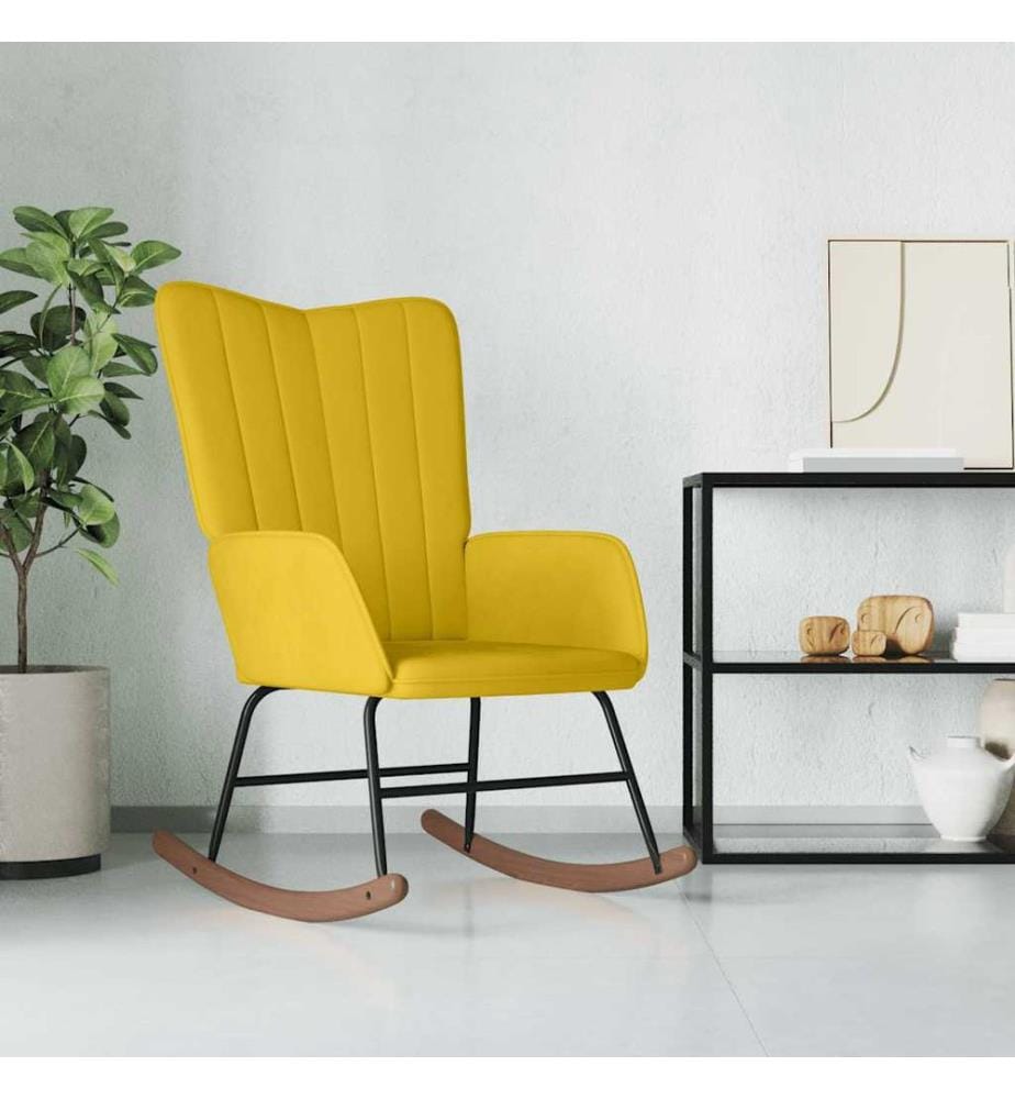 Chaise à bascule Jaune moutarde Velours