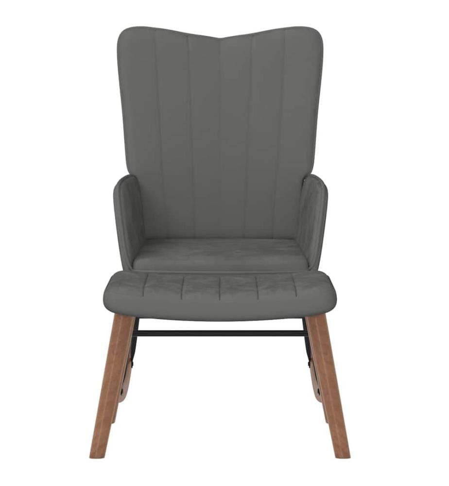 Chaise à bascule avec repose-pied Gris foncé Velours