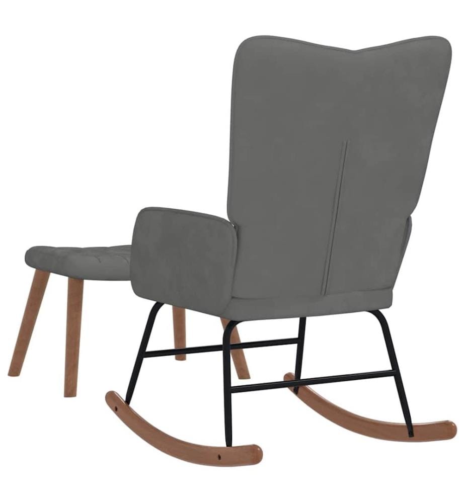 Chaise à bascule avec repose-pied Gris foncé Velours