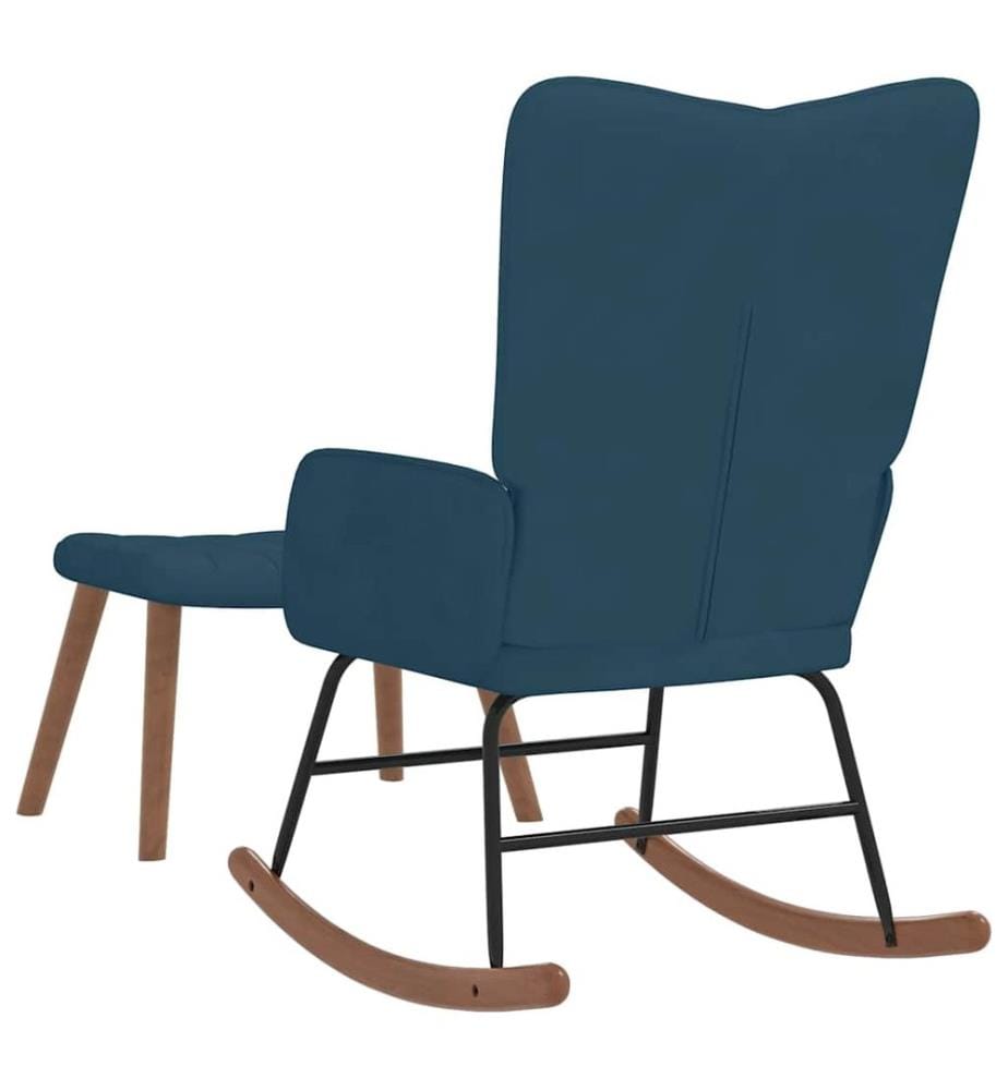 Schaukelstuhl mit Hocker Samt Blau