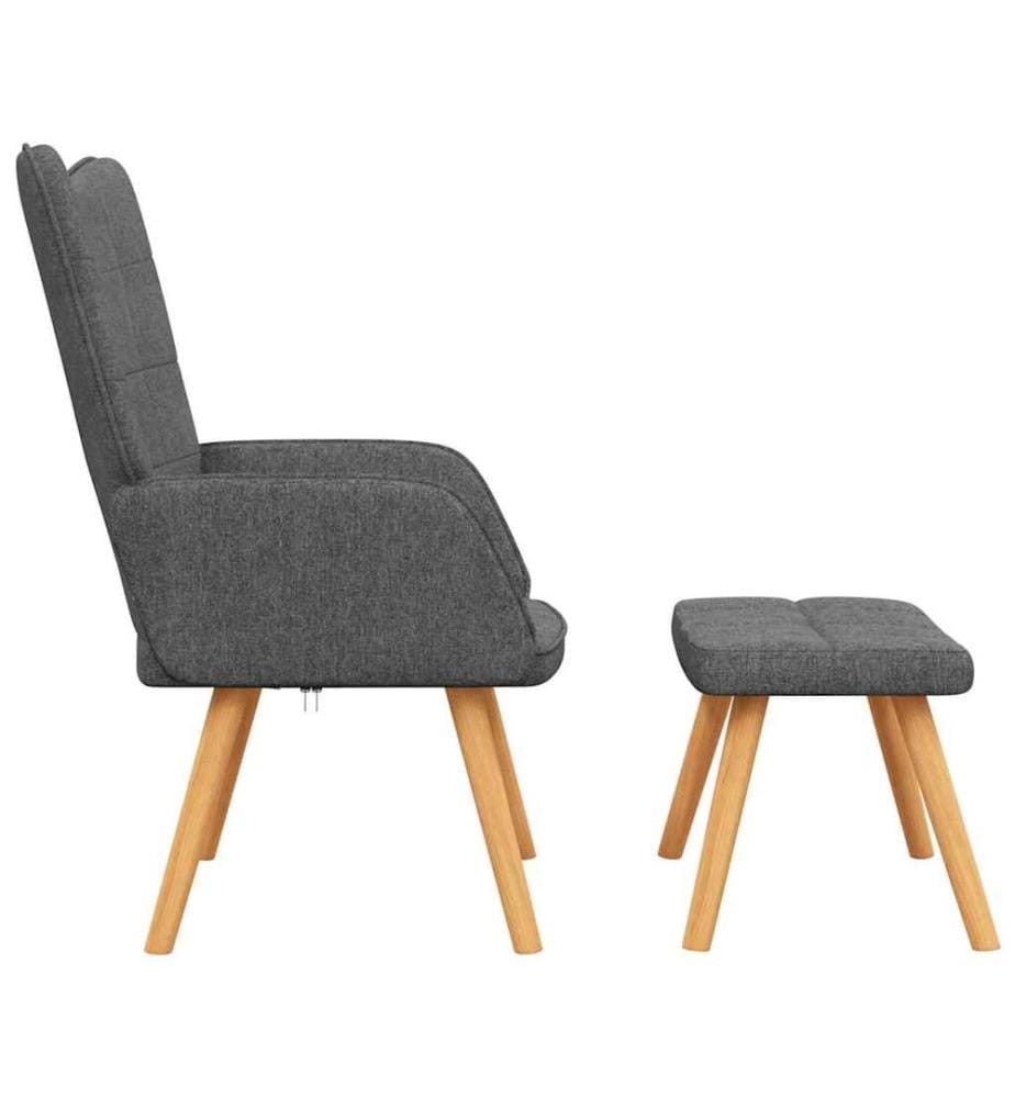 Chaise de relaxation avec tabouret Gris foncé Tissu